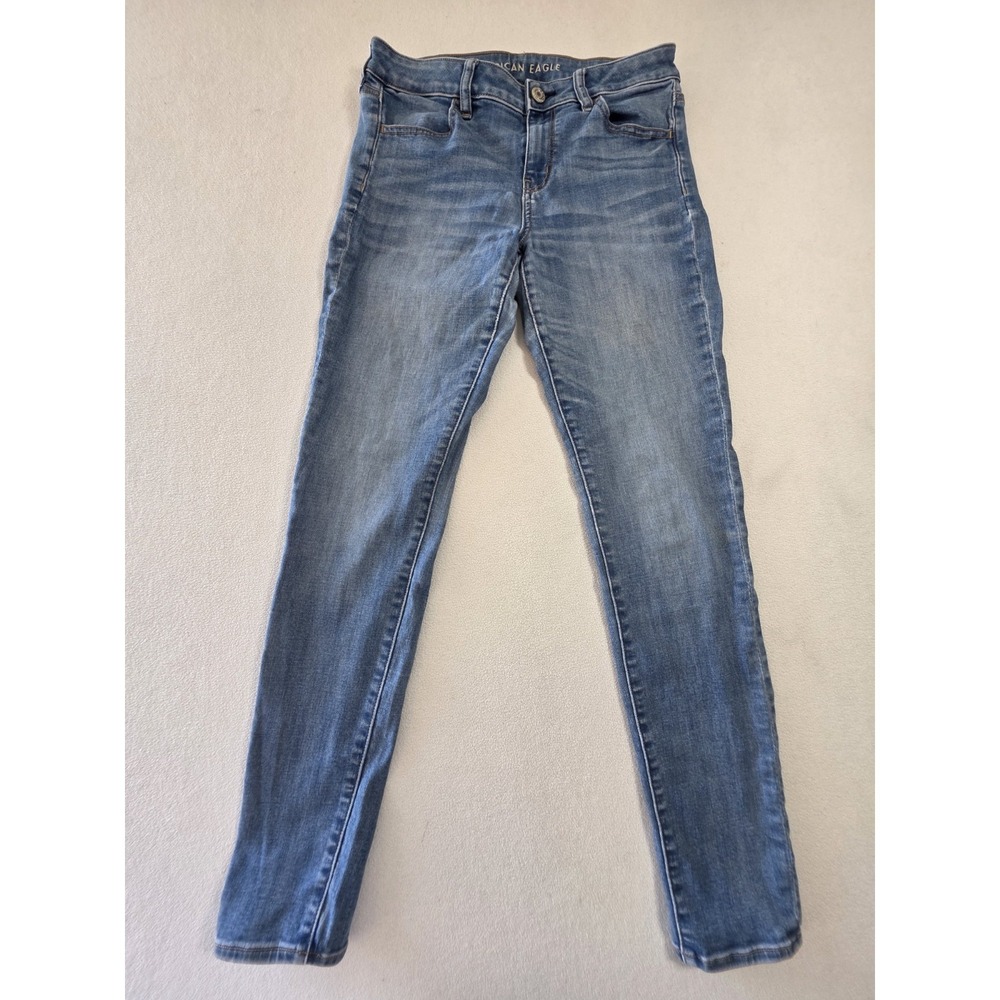 American‎ Eagle Next Level Stretch Jegging Jeans Women 10 Long Skinny Blue